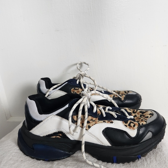 SNKR Project Women's Prospect Park Sneaker Shoes Black/White/Leopard Print Sz 9 - Picture 4 of 11